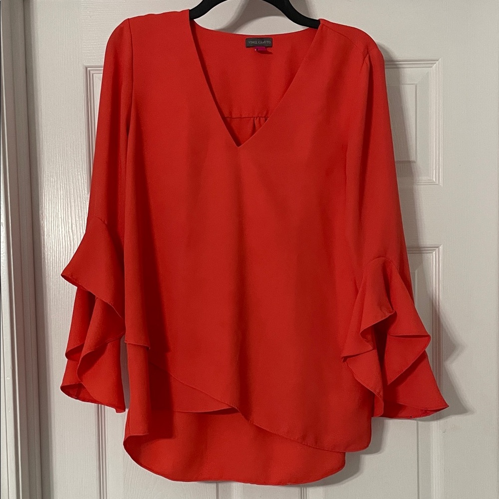 Vince Camuto Red Ruffle Sleeve Blouse